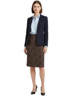 Ann Taylor Women's Brown Patterned Back Vent Career Straight Pencil Skirt Size 8